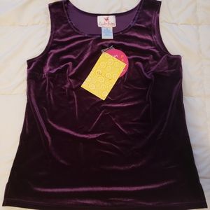 Quacker Factory Purple Velvet Tank Small NEW